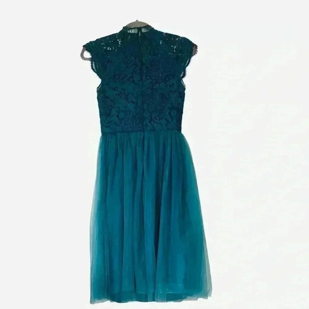 Ch Chi London NWT Green Crochet Lace Tulle Mini Dress Size UK6/US2 - Picture 8 of 15